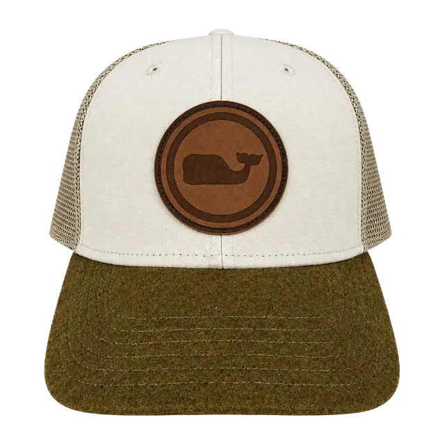 Vineyard Vines Whale Patch Trucker Hat Snapback Brown Tan