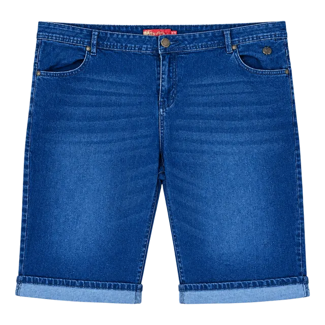Apple Bottoms Women's Blue Denim Bermuda Shorts 26 Studded Logo Cuffed 