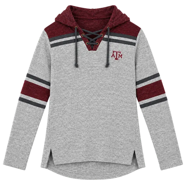 Texas A&M Aggies Antigua Women’s Medium Gray Maroon Lace Up Hoodie Long Sleeve