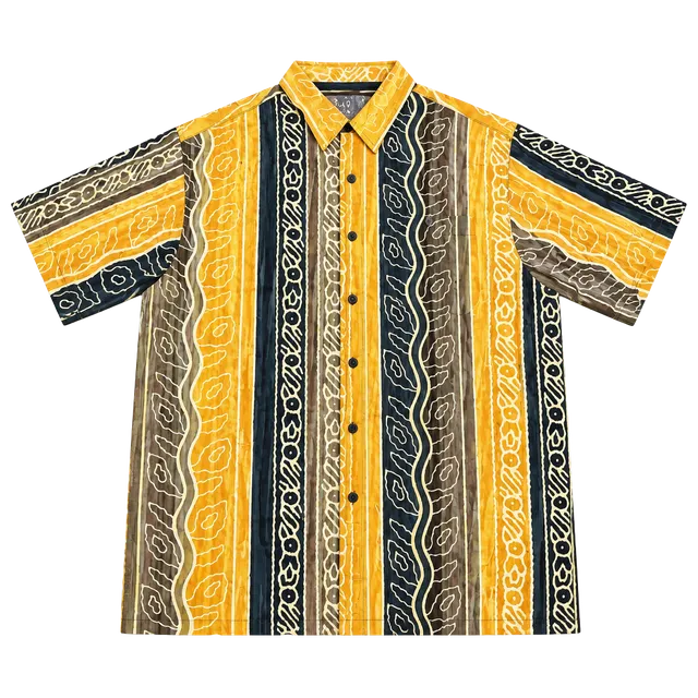 The Territory Ahead Shirt Size XXL Yellow Black Wave Print Rayon