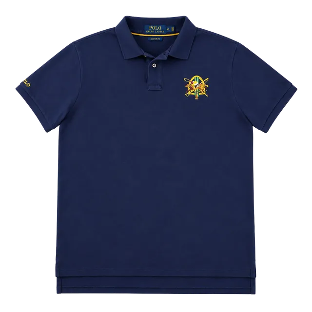 Polo Ralph Lauren Custom Fit Navy Blue Equestrian Big Pony Logo Polo Shirt Sz XL