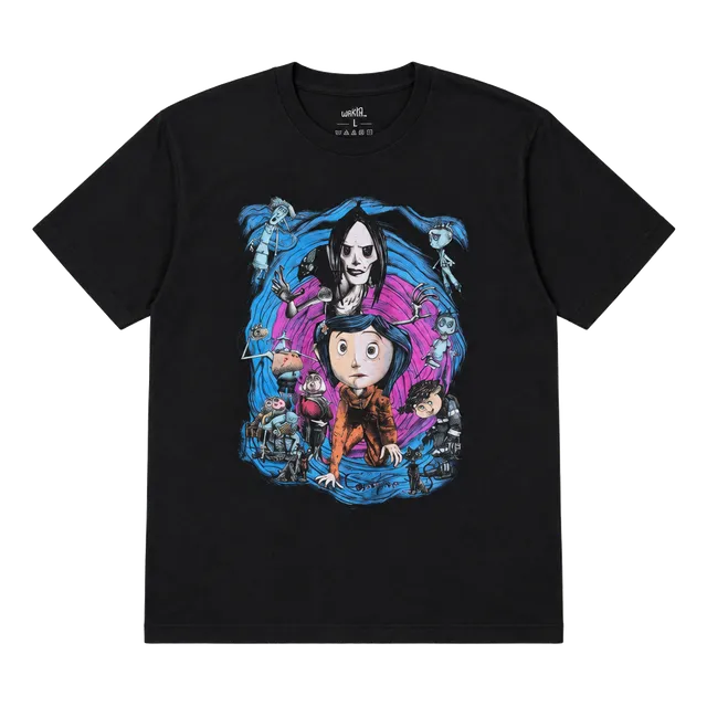 Coraline Movie Graphic T Shirt Mens Large Black LAIKA Other Mother Horror Movie