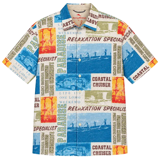 Tommy Bahama Relax Linen Button Up Shirt Size M Multicolored