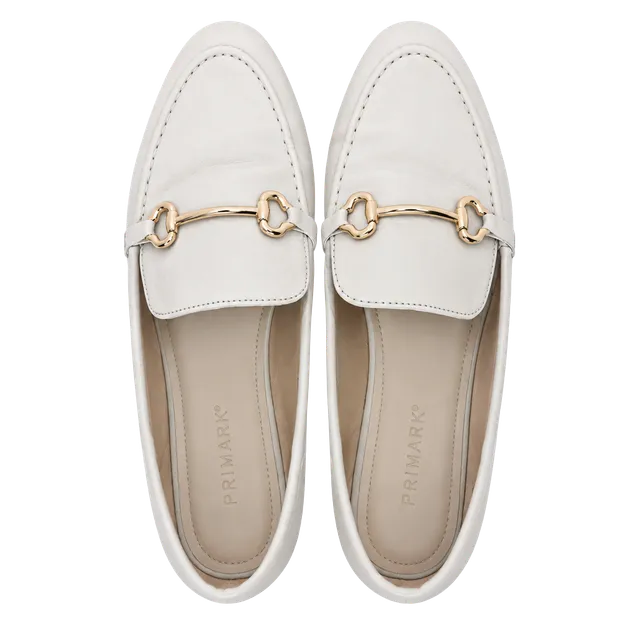 Primark Horsebit Loafers Off White Gold Hardware