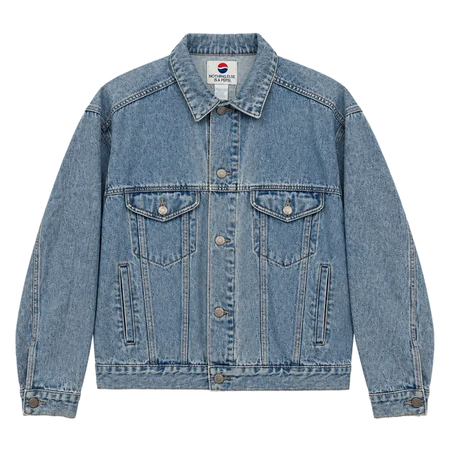 Vintage Pepsi Denim Trucker Jacket M Light Wash 90s Y2K Nothing Else Is Pepsi
