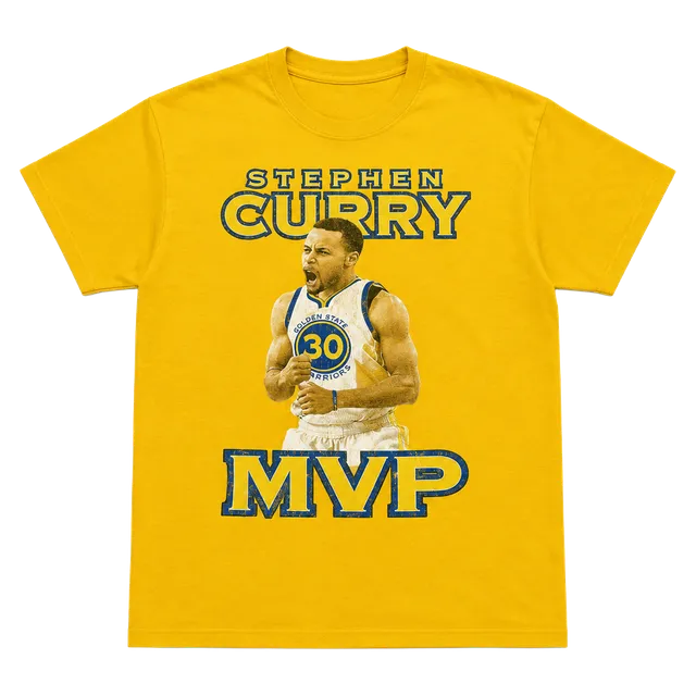 Gildan Stephen Curry MVP T-Shirt Size XL Yellow Golden State Warriors