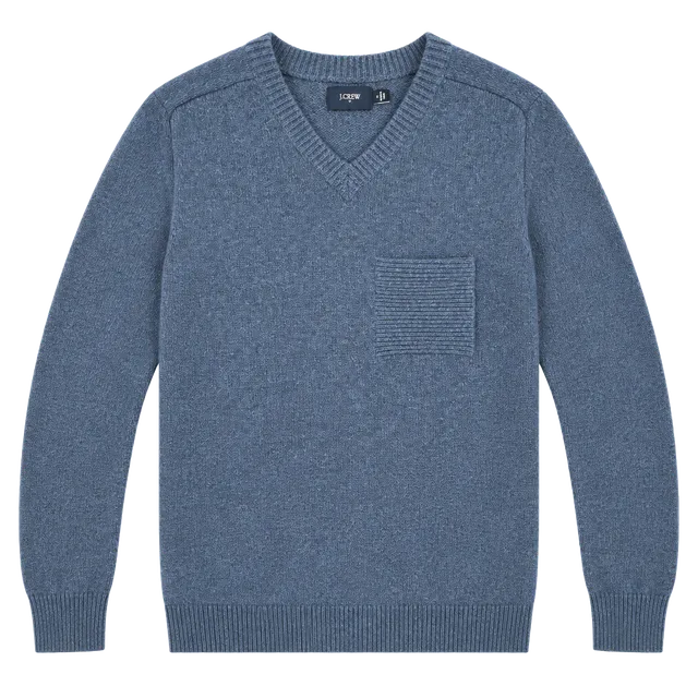 J.Crew V-Neck Sweater Size M Blue 100% Lambs Wool Pullover