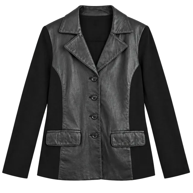 Vintage Anne Klein Leather Trim Jacket Size XL Black