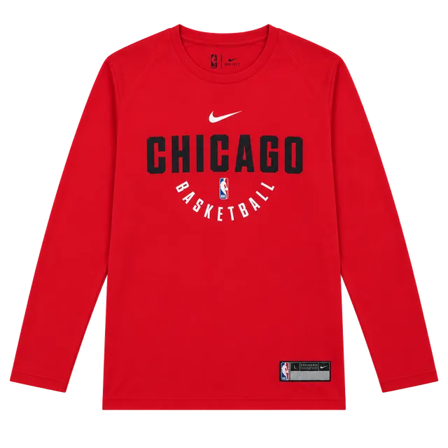 Nike Chicago Bulls Basketball Long Sleeve Shirt Size L Red Dri-Fit
