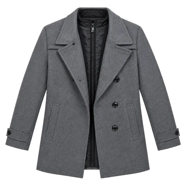 H&M Wool Blend Peacoat Size 40R Gray Double Breasted Jacket