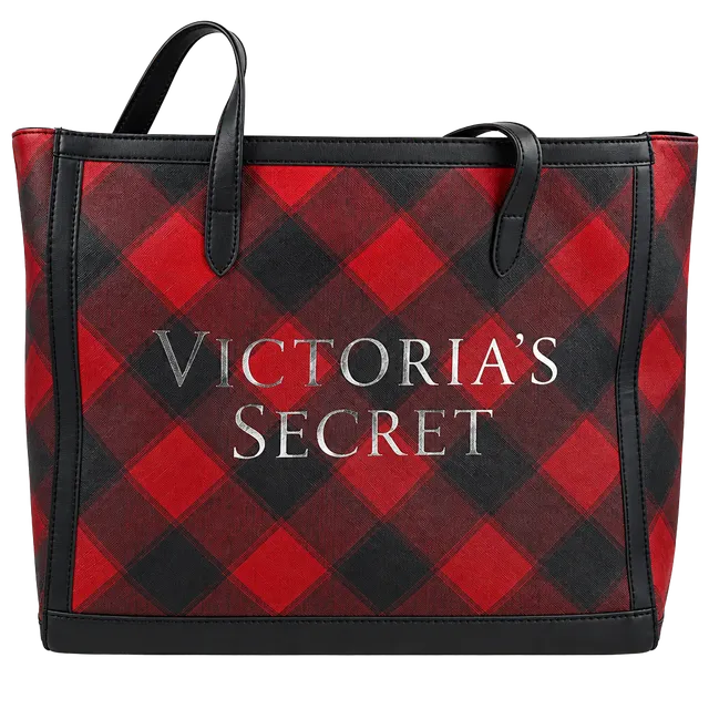 Victoria's Secret Buffalo Plaid Weekender Tote Bag Red Black