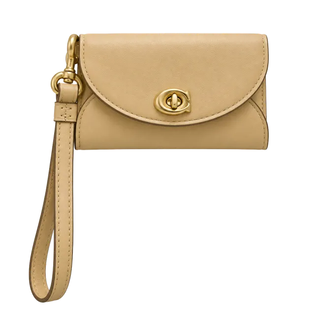 Coach Leather Turnlock Wristlet Tan New With Tags