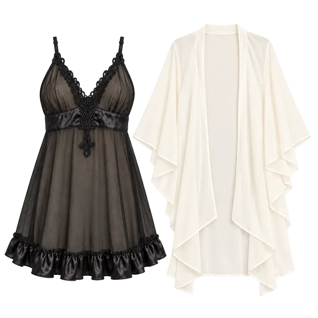 Shirley Black Babydoll Lingerie Size XXL Sheer Ruffle Chemise