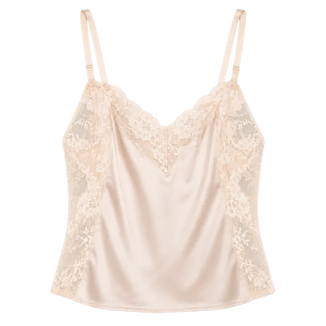 Vintage Henson Kickernick Size 34 Ivory Lace Sheer Camisole Lingerie USA Nylon 