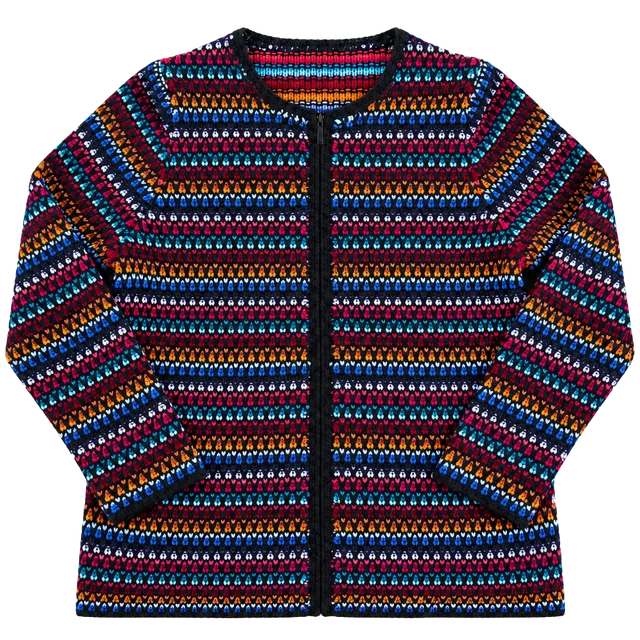 Coldwater Creek Cardigan 1X Multicolor Striped Knit Zip Front Cotton Blend