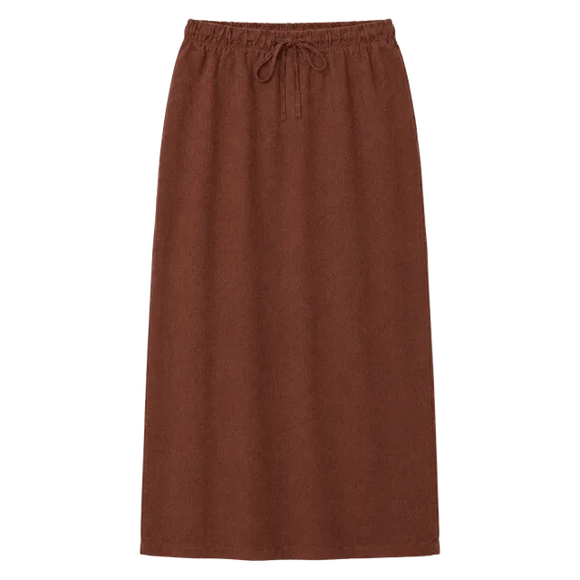  Brown Linen Maxi Skirt