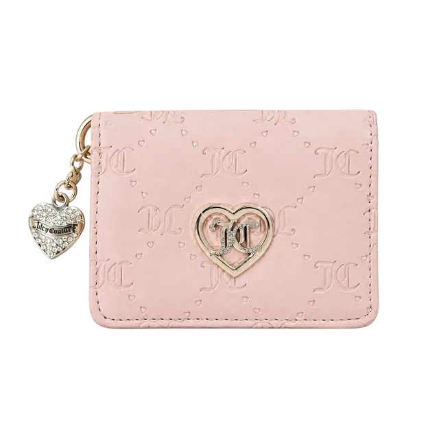 Juicy Couture Pink Monogram Heart Charm Card Holder Wallet