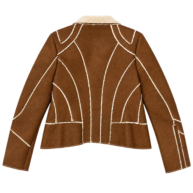 Guess Faux Suede Sherpa Jacket Size M Brown