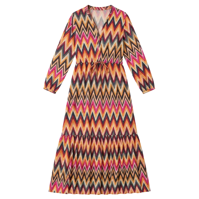 Olivia James The Label Midi Dress Size M Chevron Cotton