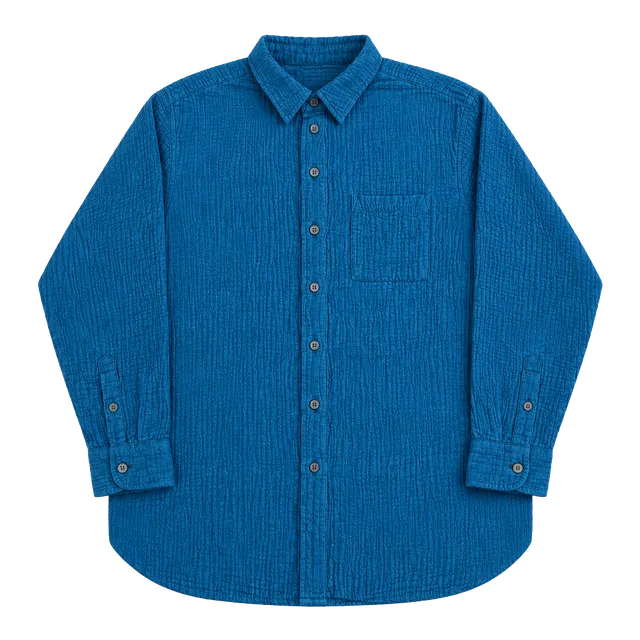 J.Crew  Men Double-Gauze Button-Up Shirt (Blue)