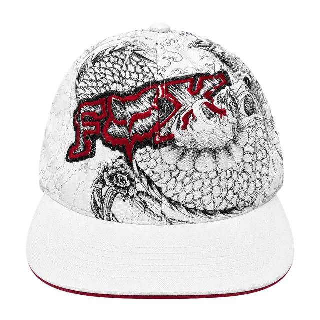 Early 2000s Y2K Fox Racing Hat White Graphic Baseball Cap