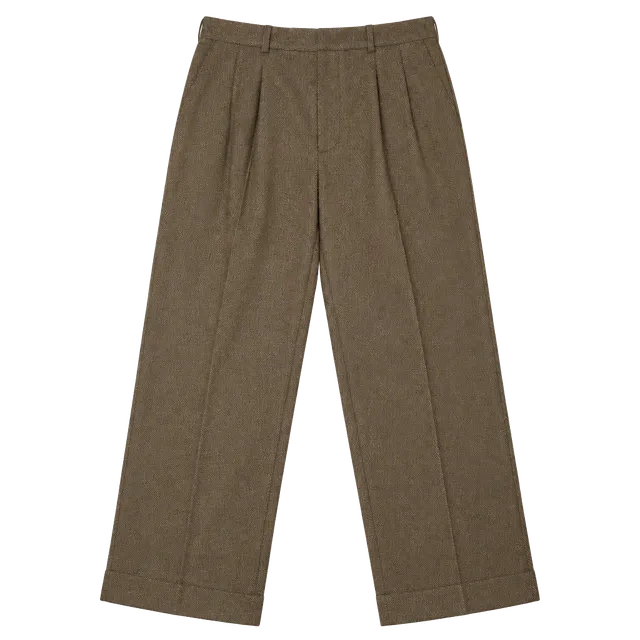 Samuelsohn Wool Dress Pants Brown Pleated Trousers