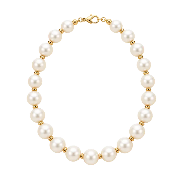 Vintage Monet Classic White Bead Necklace with Gold Accents
