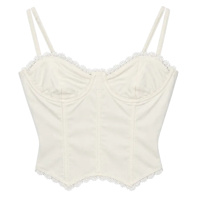 Musera White Lace Trim Corset Top Size S