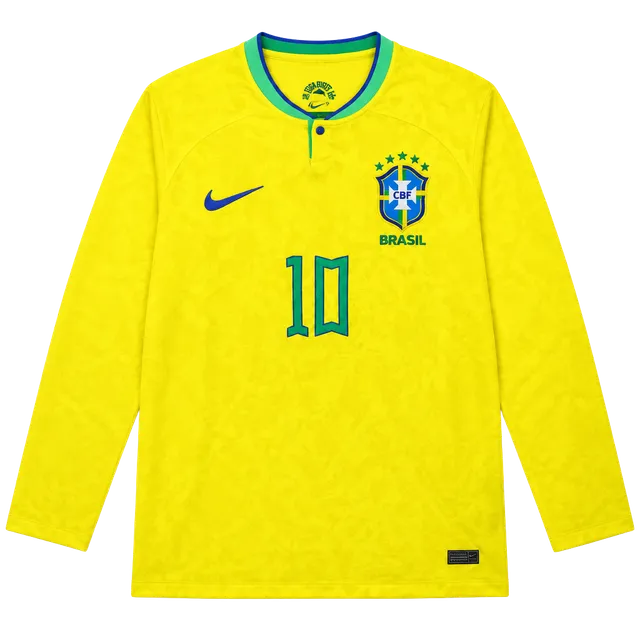 Nike Neymar Jr Brazil Home Long Sleeve Jersey Size 2XL Yellow