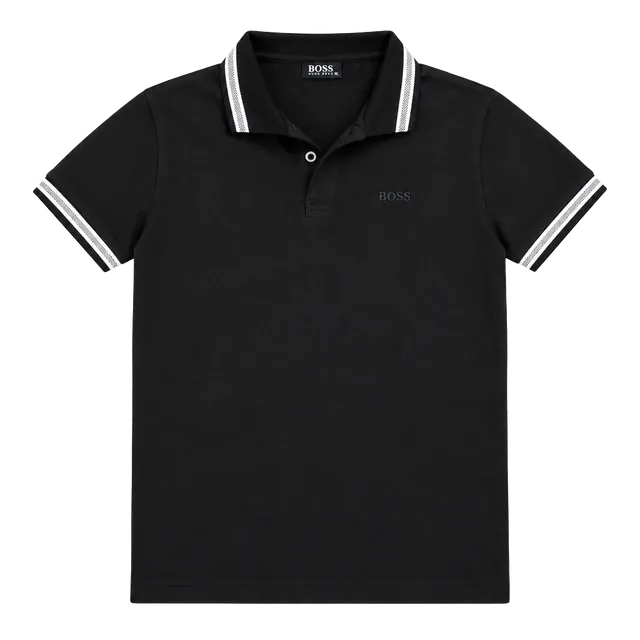 Hugo Boss Polo Shirt Size XL Black Striped Collar