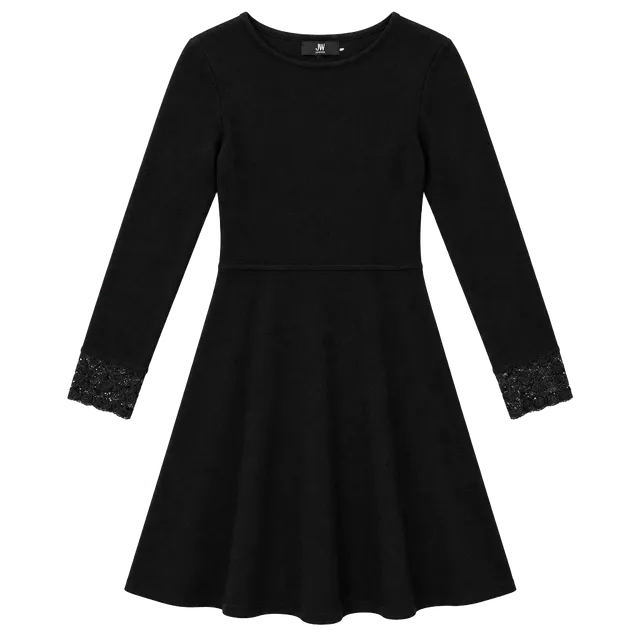 JW Jason Wu Sweater Dress Size M Black Sequin Cuffs Knit