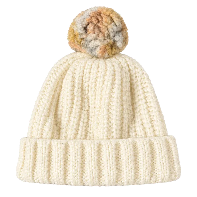 Unbranded Knit Pom Pom Beanie Hat Cream