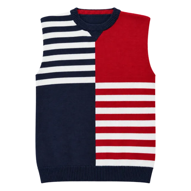 Cape Isle Knitters Sweater Size XL Mens Red White Blue Striped Colorblock