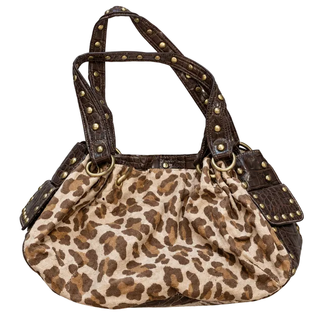 Kathy DARK BROWN LEATHER W/ FUR BAG,PURSE-NWT