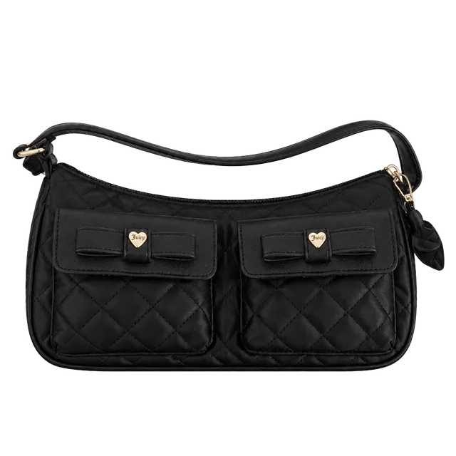 Juicy Couture Quilted Shoulder Bag Black Bow Heart