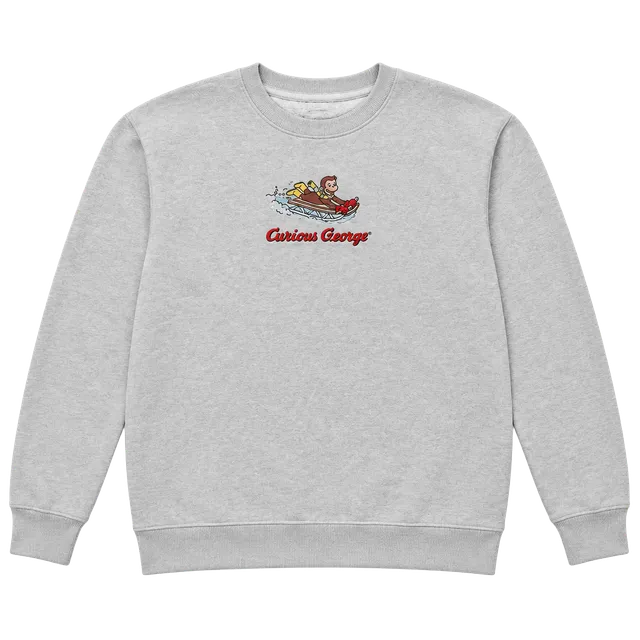 Hollister Curious George Sweatshirt Size M Relaxed Fit White Sledding