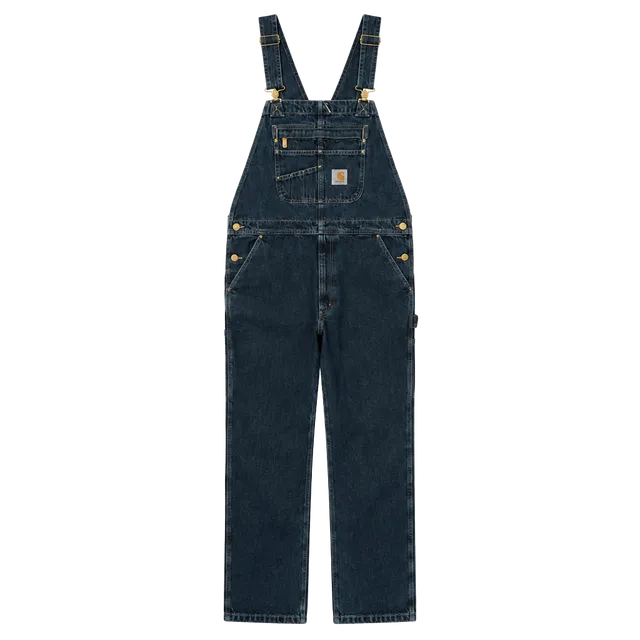 Carhartt Denim Bib Overalls Size 38x34 Loose Fit Blue Workwear OR4672-M