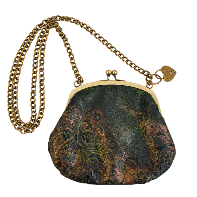 American Rag Cie Embossed Floral Kisslock Crossbody Bag Green