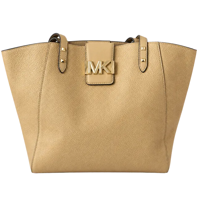 Michael Kors MK Leather Tote Bag Tan Gold Hardware