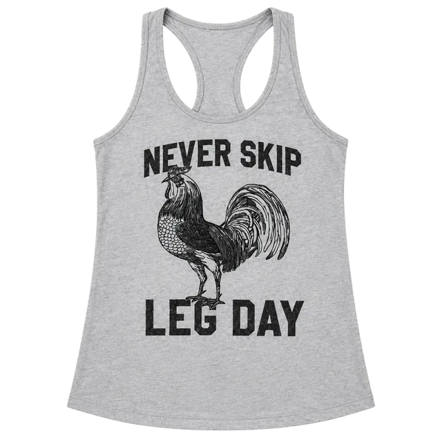 Next Level Never Skip Leg Day Size M Tank Top Gray Rooster Workout