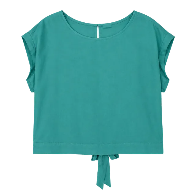 River Island Blouse Size 16 Teal Green Chiffon Short Sleeve Open Back
