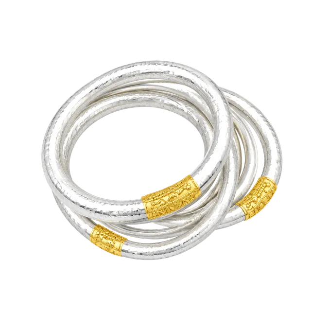 BuDhaGirl All Weather Bangles Size S Set of Nine Silver