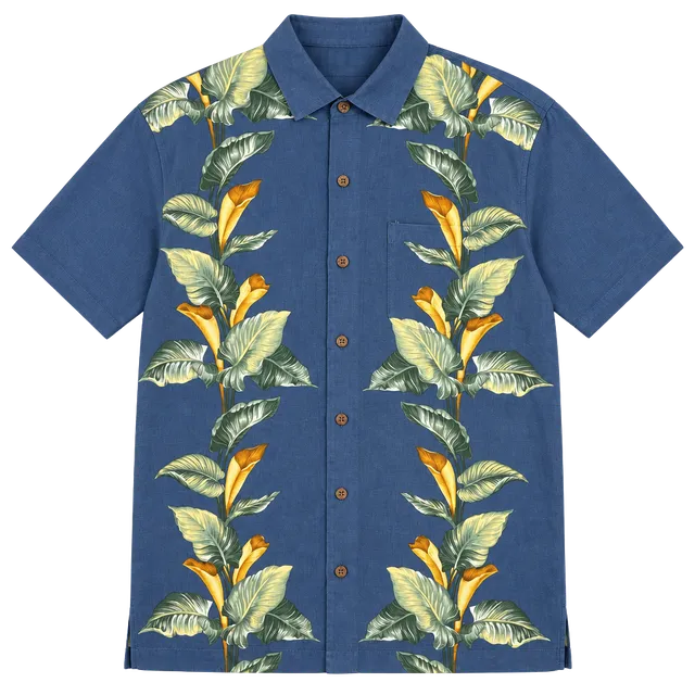 Tommy Bahama Silk Hawaiian Shirt Size M Blue Floral Tropical Camp