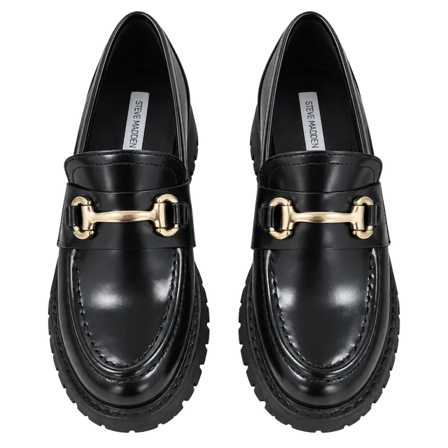Steve Madden Lando Black Lug Sole Horsebit Loafers Size 7