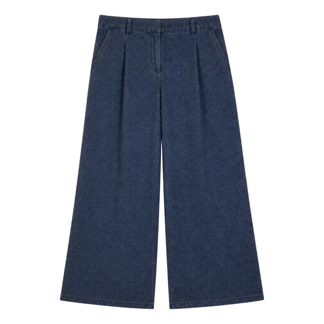 American Eagle Wide Leg Trouser Size 8 Blue Lyocell