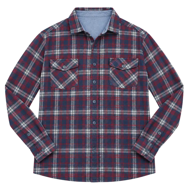 Retrofit Mens Flannel shirt, Size M, Red, White and Grey 