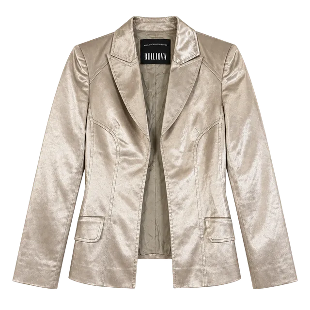 Mugler Bill Loya Metallic Gold Blazer Jacket