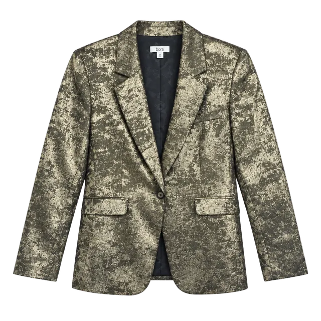Bar III Gold Metallic One Button Blazer Size 10