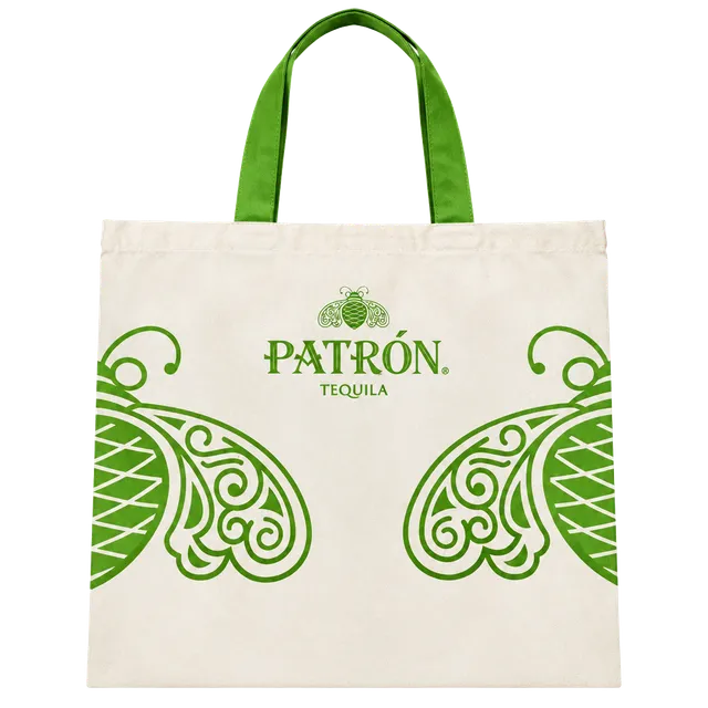 Patron Tequila Canvas Tote Bag Green White Promotional