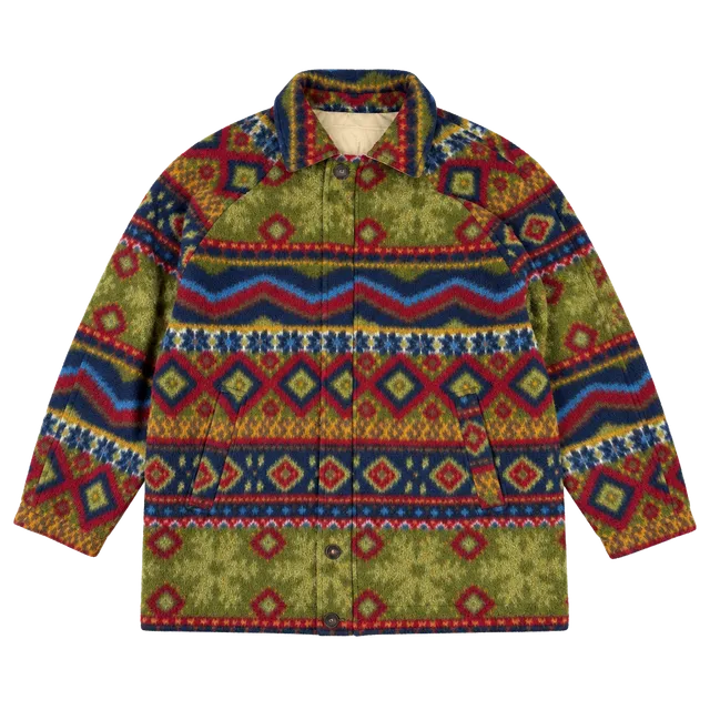 Vintage Structure Reversible Coat Size M Aztec Fleece - made in Italy 